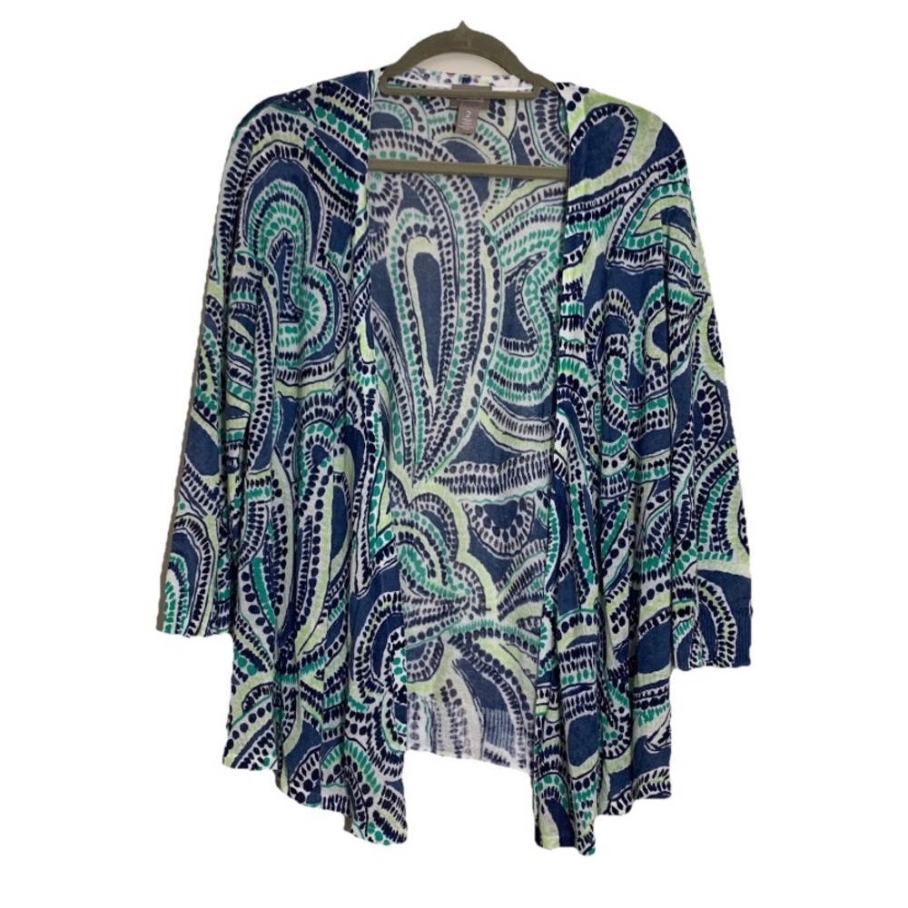 Chico’s Open Front Multicolor Lightweight Cardigan Women’s Size Large Boho
